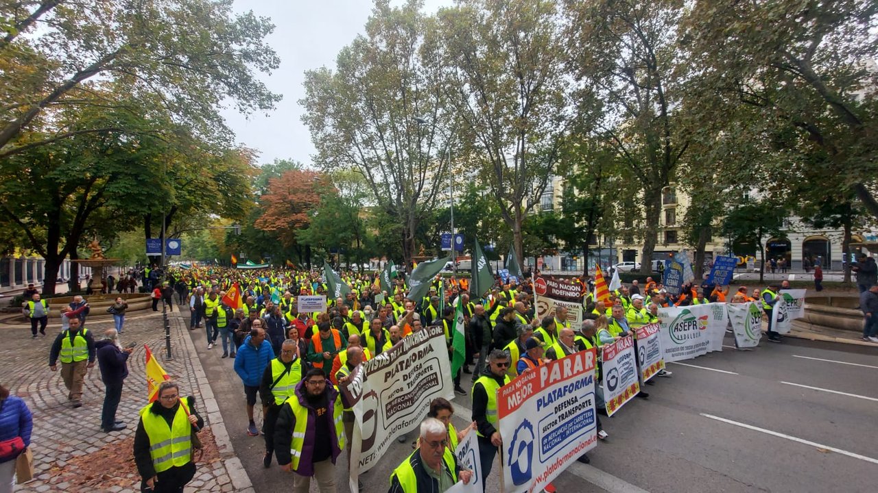 Transportistas de toda España se han manifestado en Madrid.