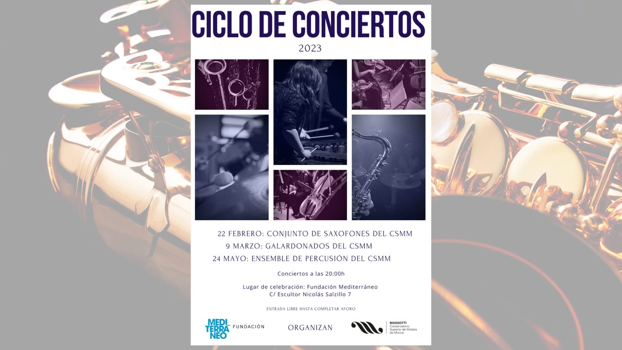 Cartel de los tres conciertos que ofrecerán los alumnos del Conservatorio Superior de Música.