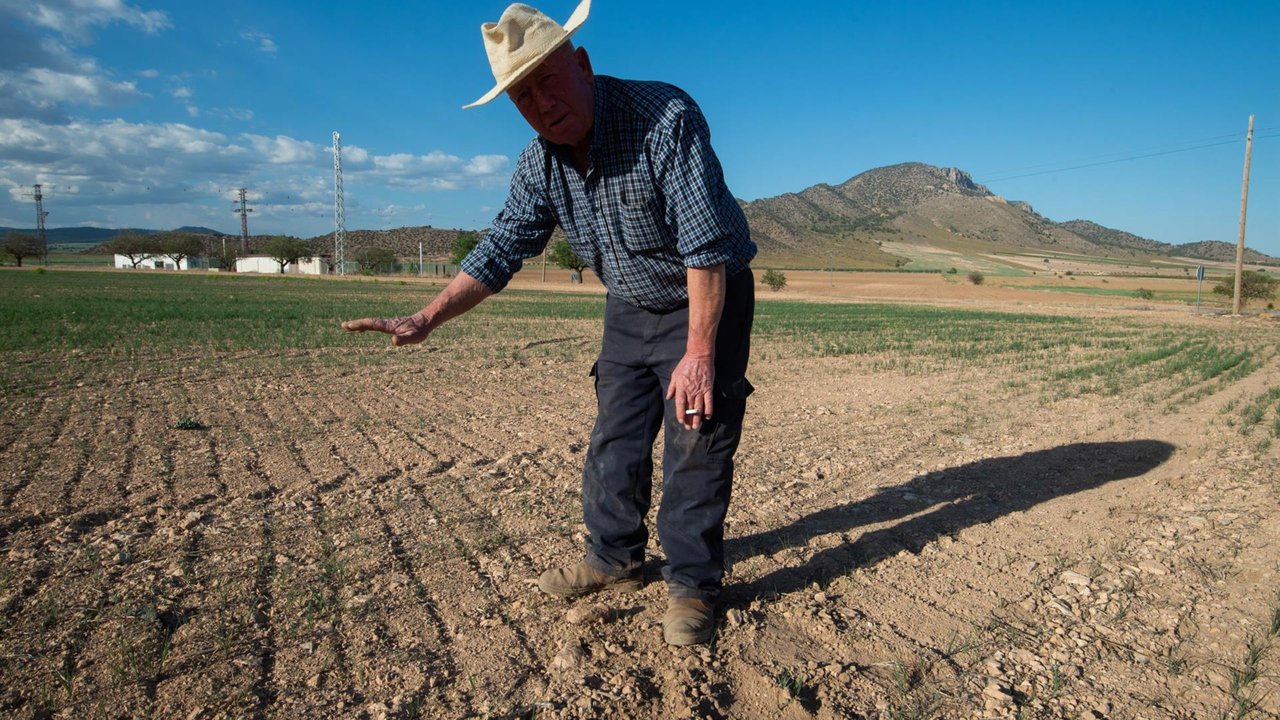 Un agricultor muestra su tierra (Foto: Javier Carrión - Europa Press)