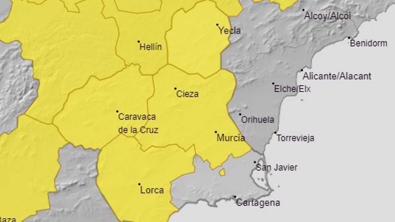 Aviso amarillo por altas temperaturas en la mayor parte de la Región