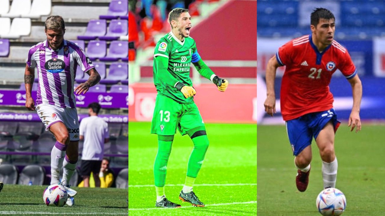 De izq. a der., Juanjo Narváez, Raúl Lizoáin y Tomás Alarcón, los tres nuevos jugadores del FC Cartagena