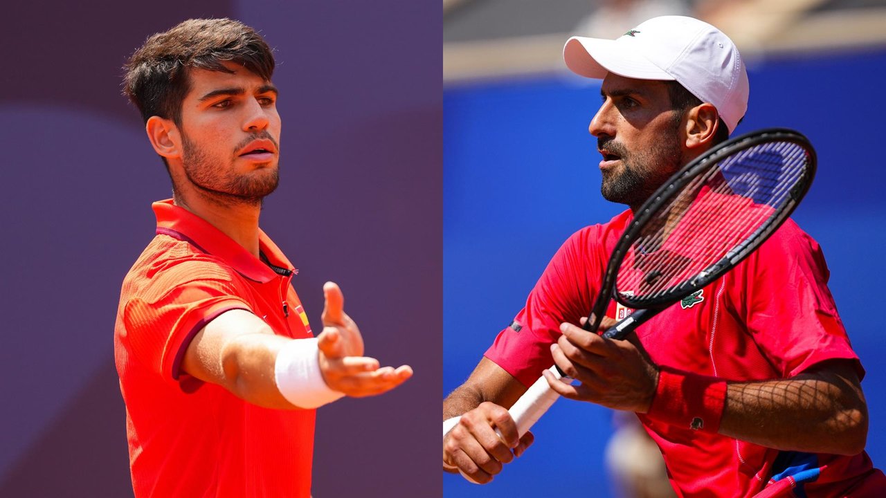 Los tenistas Carlos Alcaraz y el serbio Novak Djokovic, en los Juegos de Paris 2024.