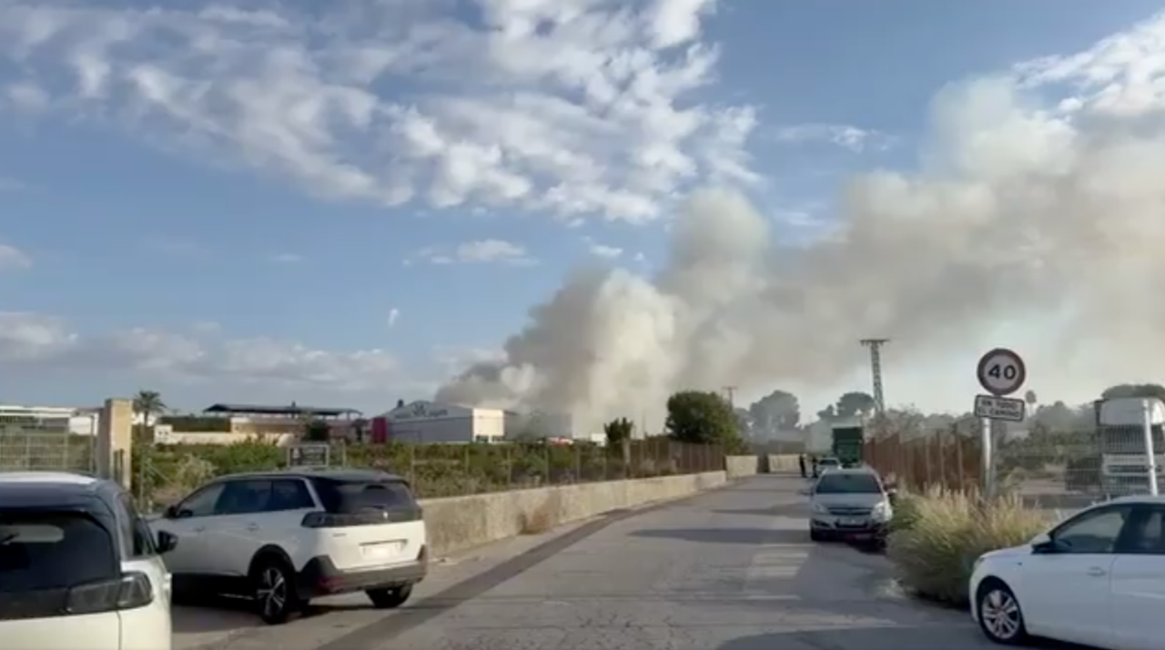 Fuego en una nave de El Esparragal (foto: La 7)