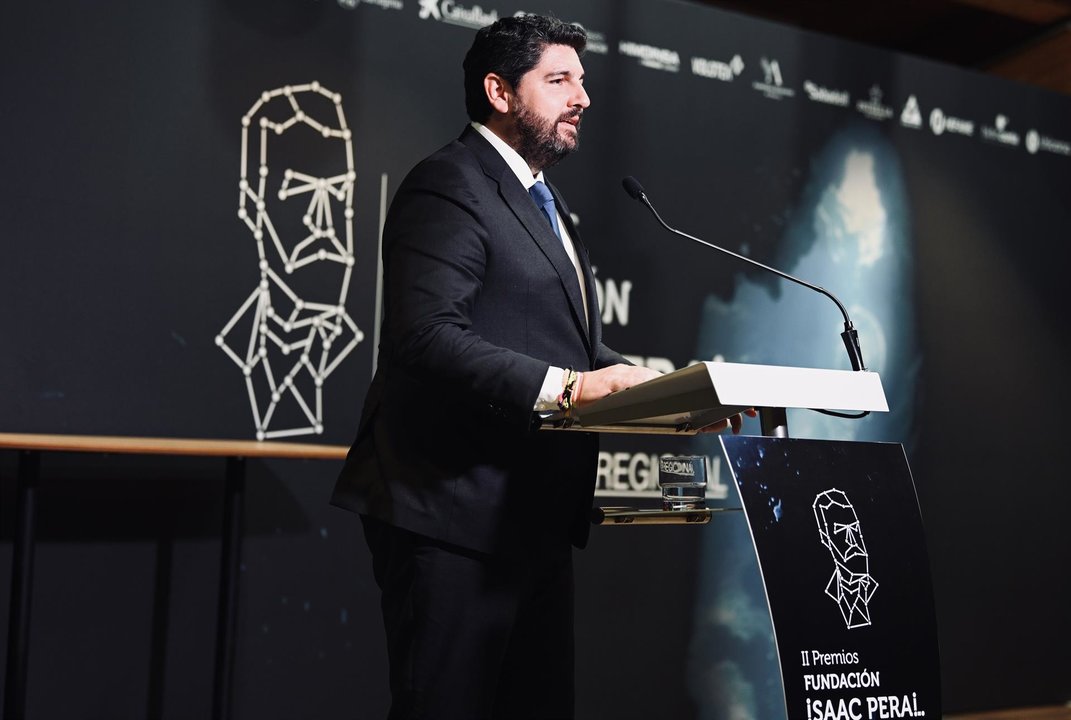 El presidente del Ejecutivo autonómico, Fernando López Miras, en la clausura de la segunda edición de los Premios Fundación Isaac Peral a la industria regional - CARM